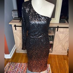 Dress the population Chrissie sequin one sleeve dress
